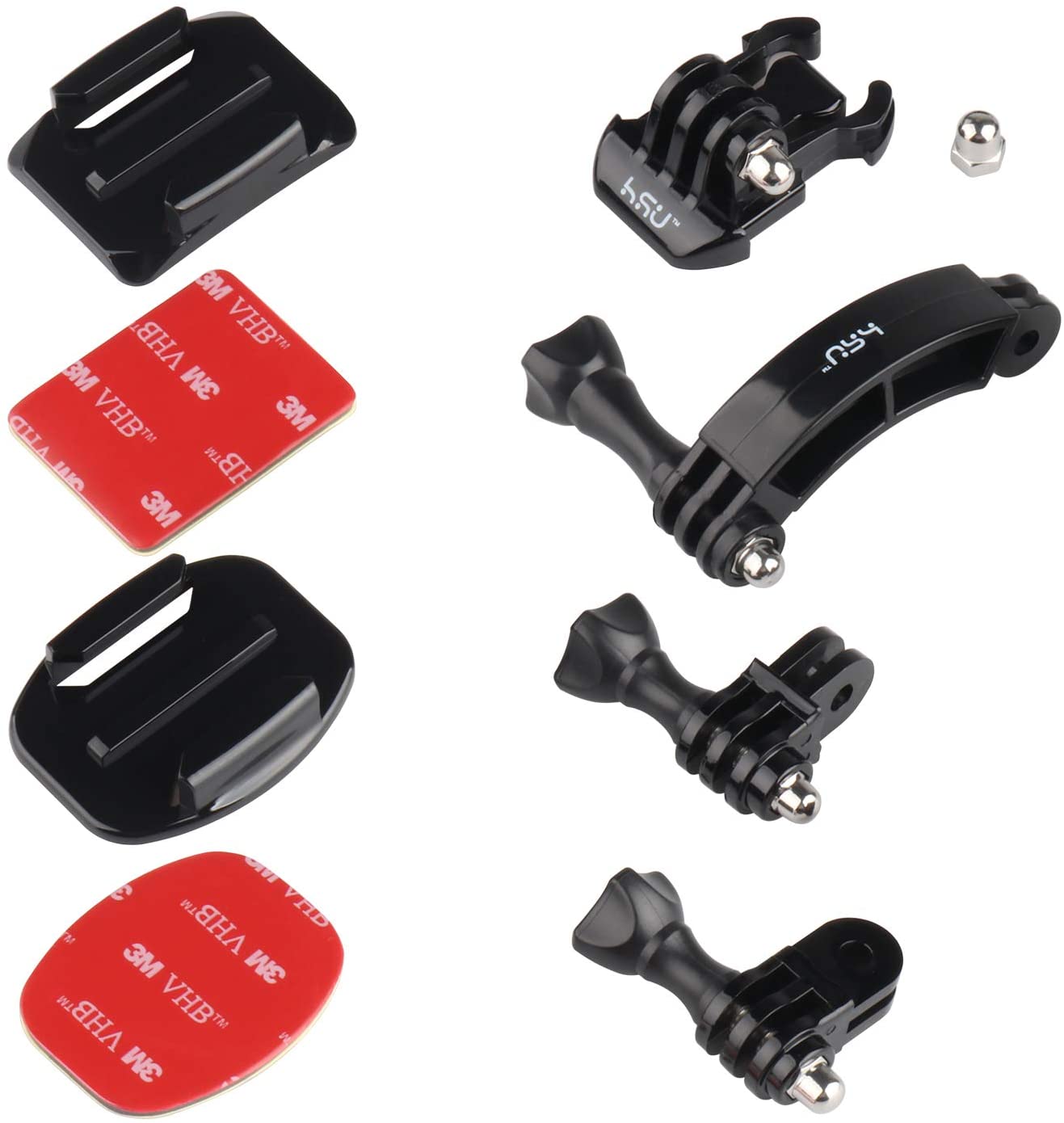 HSU Universal Rotary Extension Mount Set for GoPro Hero 9 8 (2018) 7 6 5, Go pro Extension Arm with Quick Release Buckle Clip Basic Base Mount and Thumb Screw