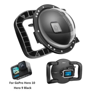 HSU Underwater Diving Dome Port for GoPro Hero 9 Hero 10 Dual Handle Trigger Underwater Waterproof Case Lens Cover