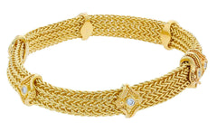 Kent Raible 18k Woven Gold & Diamond Bracelet