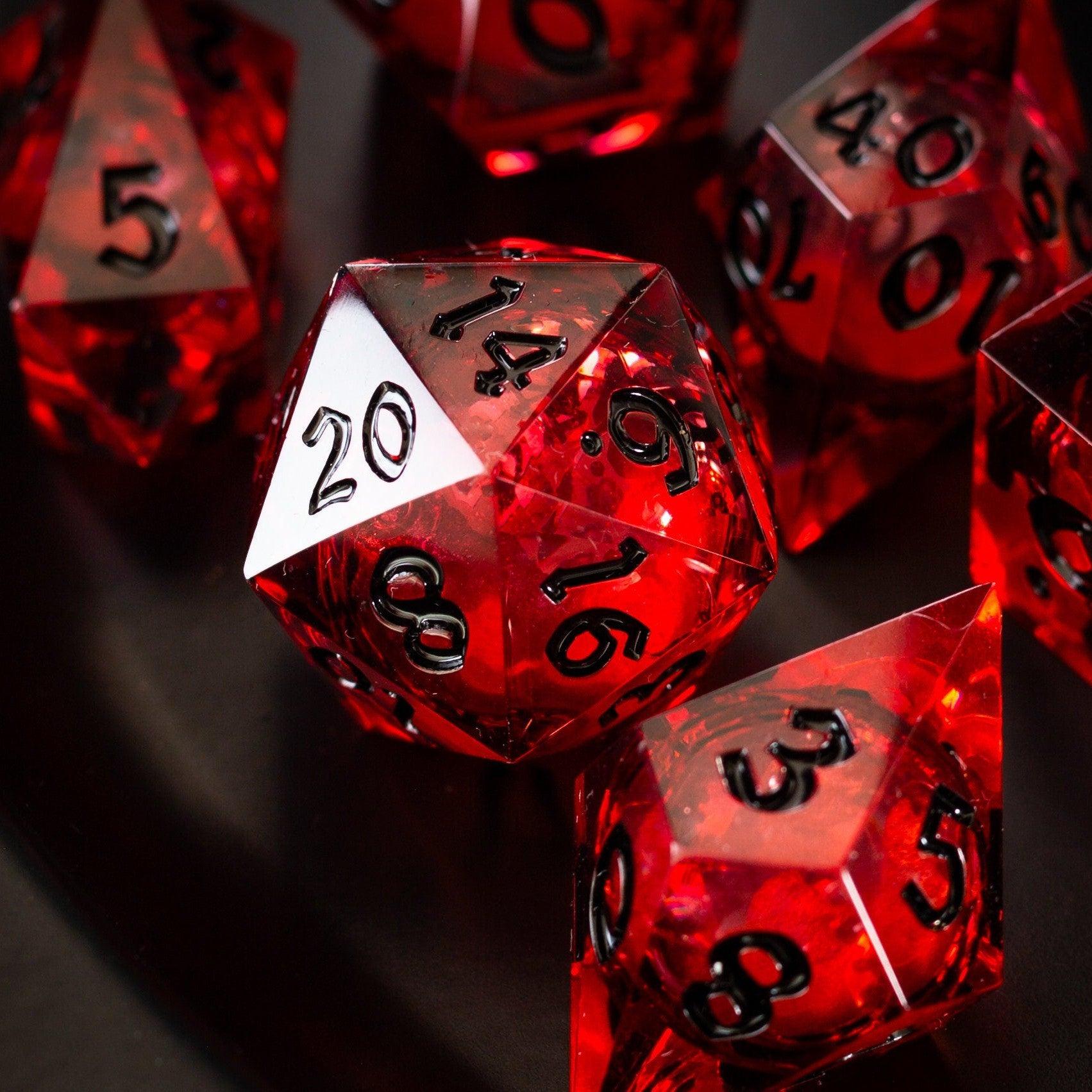 Blood Red Glass DnD D&D Dice Set