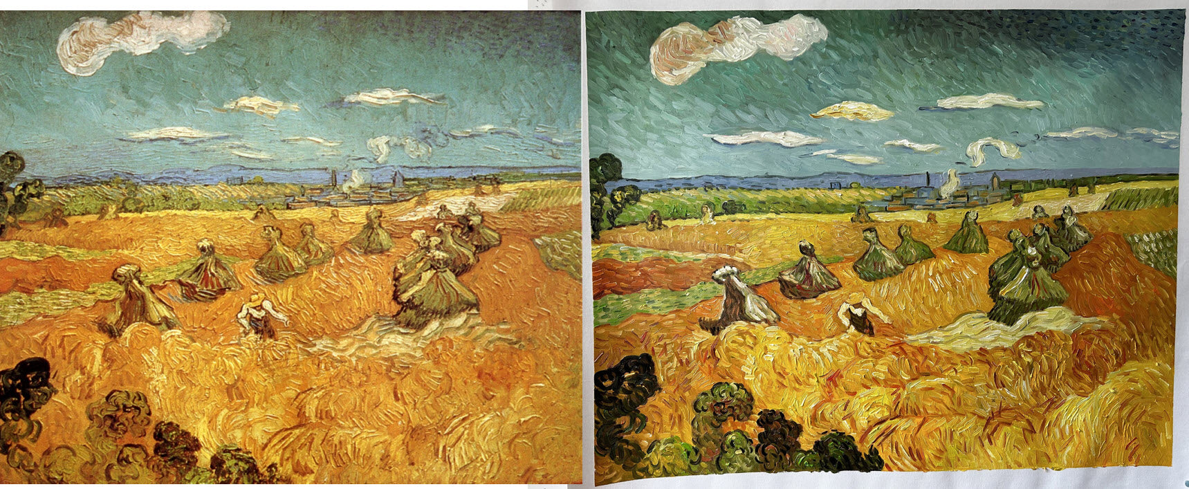Pilhas de trigo com ceifeira - Van Gogh