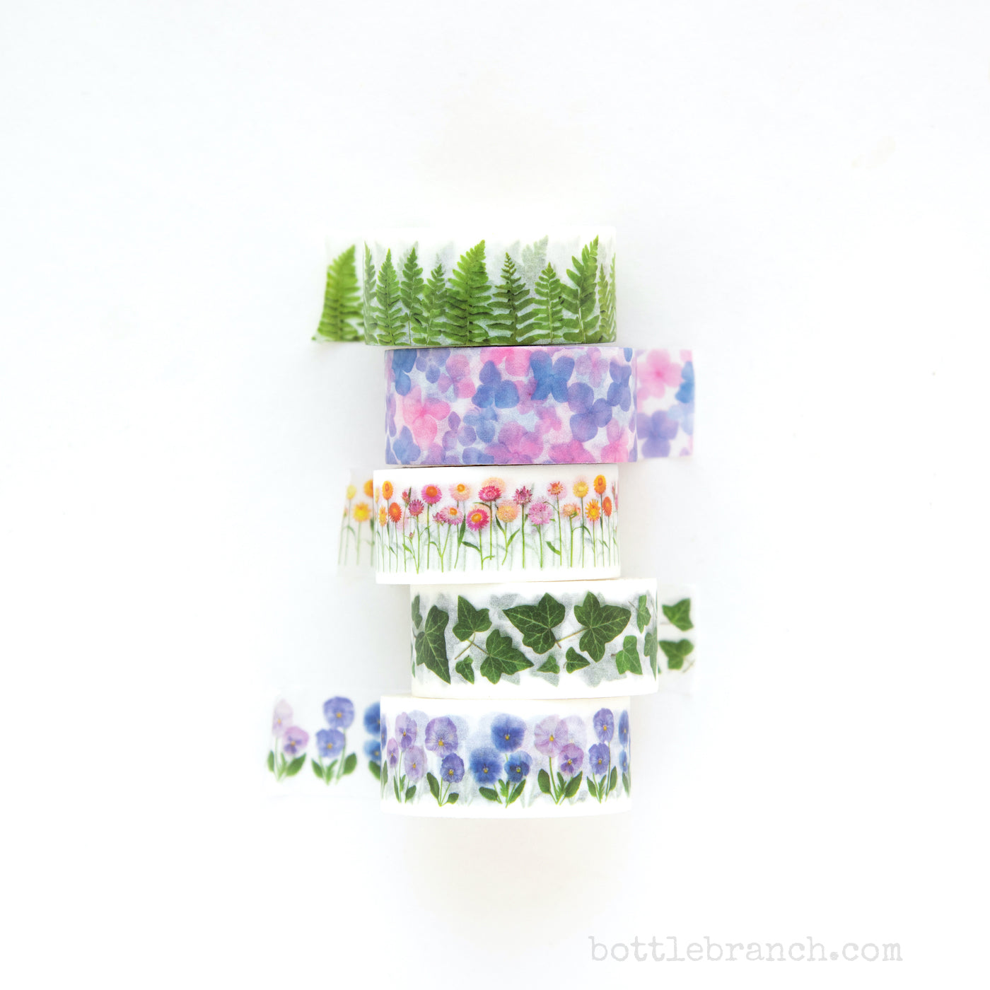 all bottle branch washi flowers and leaves