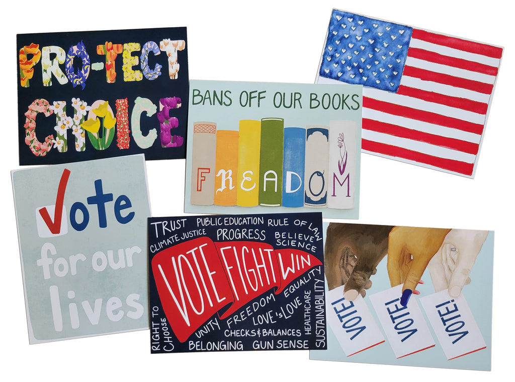 get out the vote postcards pro-tect choice, bans off our books