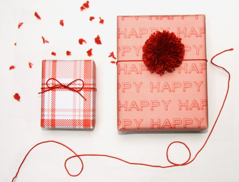 beve gift wrap sheets happy pink red plaid