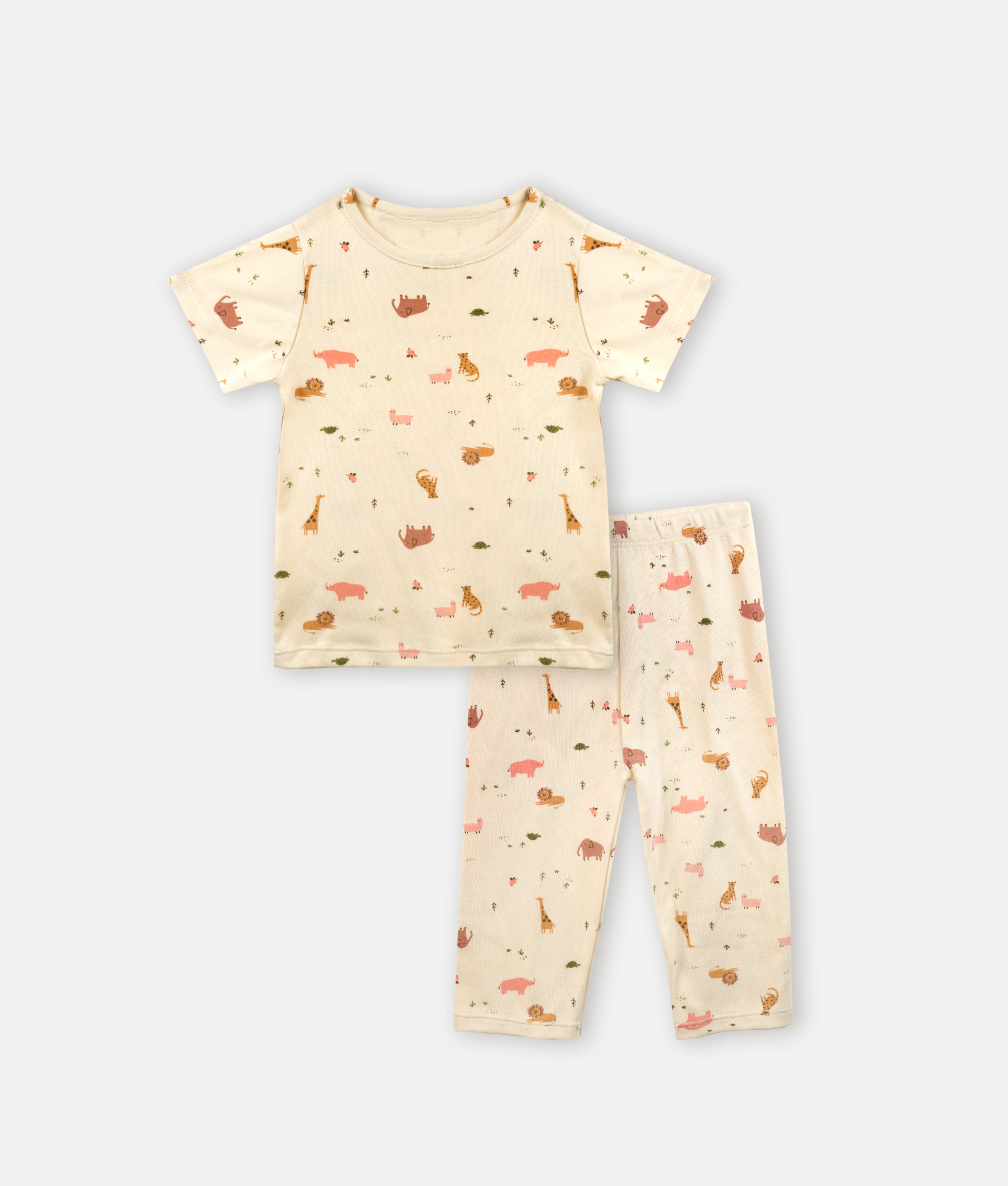 Mini Animal Print 2Pcs Baby Pyjama Set