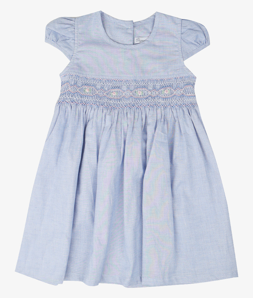 Pink & Blue Smocked Girls Dress – Elegant Smockers