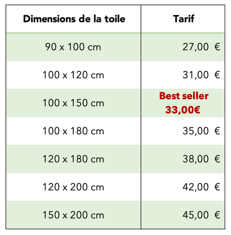 TARIFS TOILES DE FOND PERSONNALISÉES