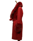 -DOBLE- Cashmere Coat w/ Fox Fur ( Red )
