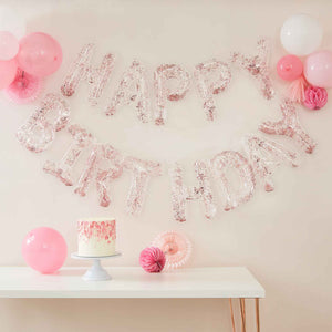 Clear Confetti Filled Happy Birthday Letter Banner