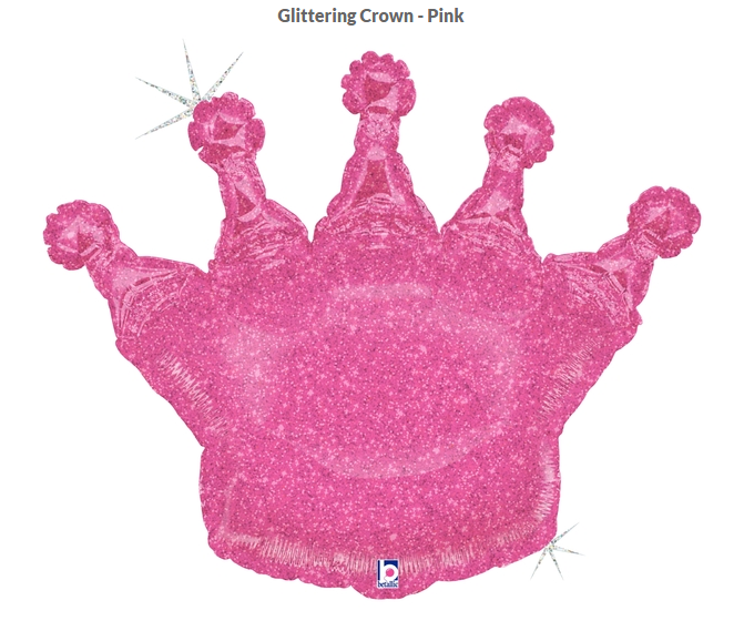 Pink Glitter Crown Foil Balloon