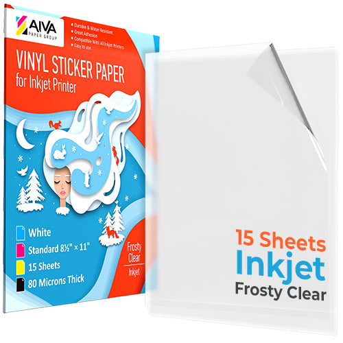 50 Sheets A4 Size (8.25 x 11.7) Frosty Transparent Printable Vinyl  Sticker Paper Dries Quickly Waterproof Sticker Paper For Inkjet/Laser  Printer