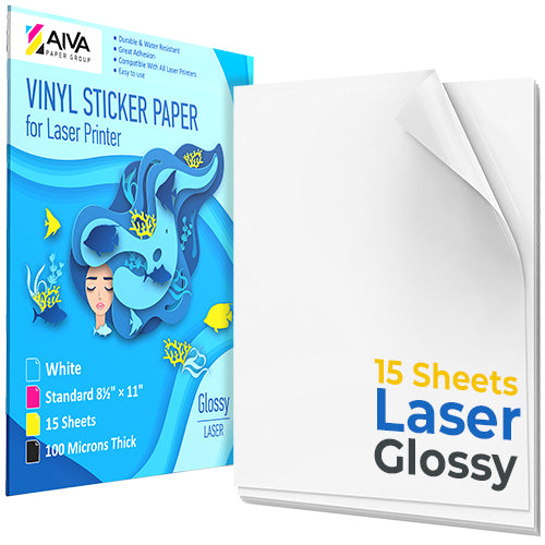 Printable Vinyl Sticker Paper Laser Glossy 100 sheets – AIVA Paper Group