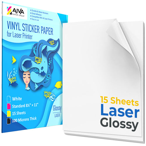 Printable Vinyl Sticker Paper Laser Glossy 50 sheets – AIVA Paper Group