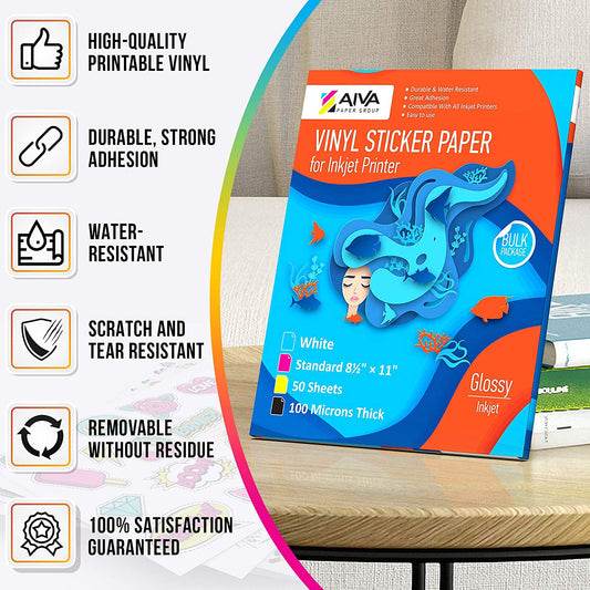 Printable Vinyl Sticker Paper Inkjet Frosty Clear 15 sheets – AIVA