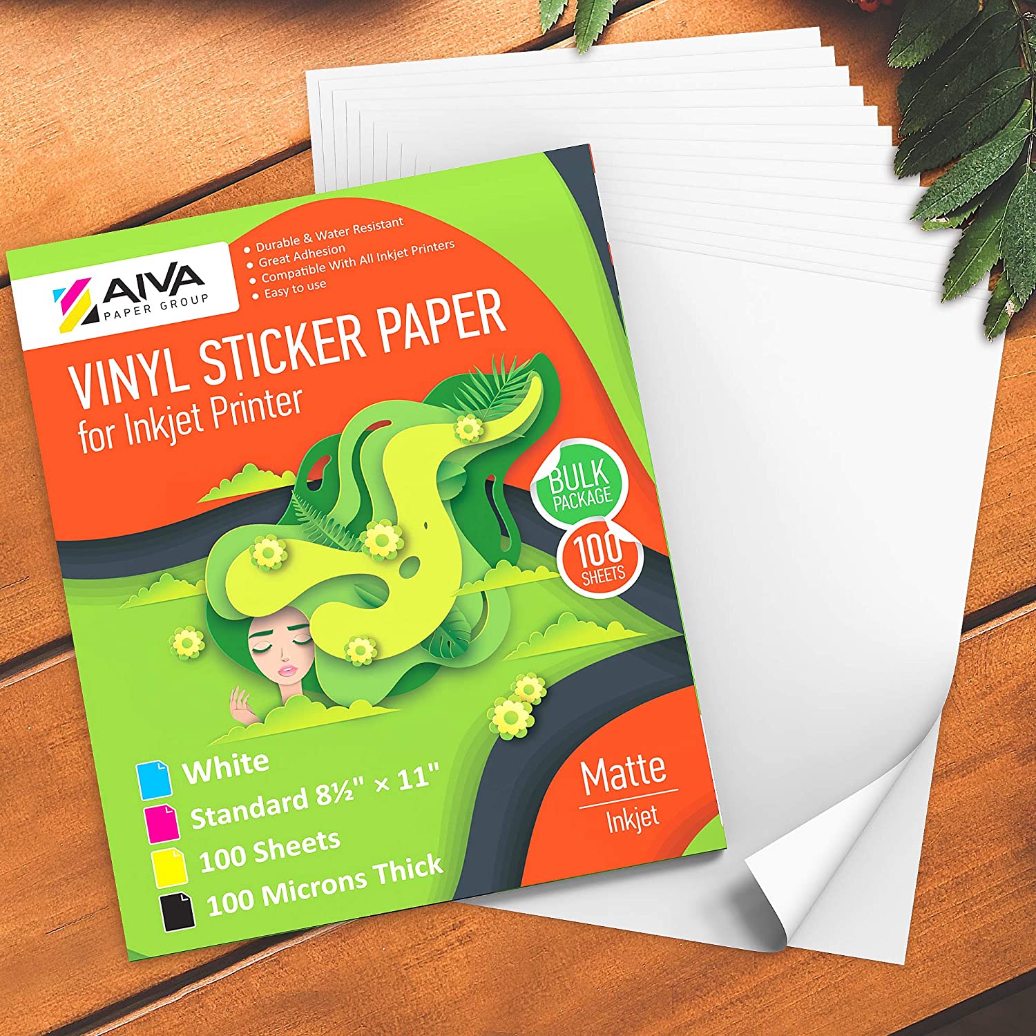 Printable Vinyl Sticker Paper Inkjet Matte 100 sheets AIVA Paper Group