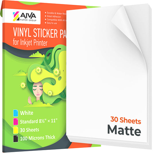 Printable Vinyl Sticker Paper Laser Matte 15 sheets – AIVA Paper Group