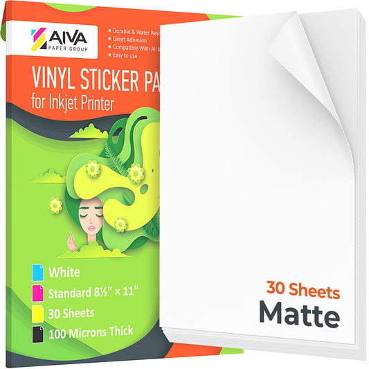 Printable Vinyl Sticker Paper Inkjet Glossy 15 sheets – AIVA Paper Group