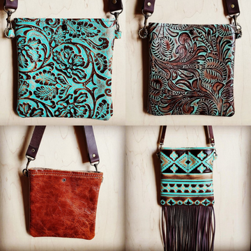 Small Crossbody Handbag Turquoise Navajo Leather