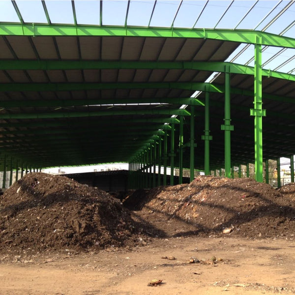 bulk compost in shed