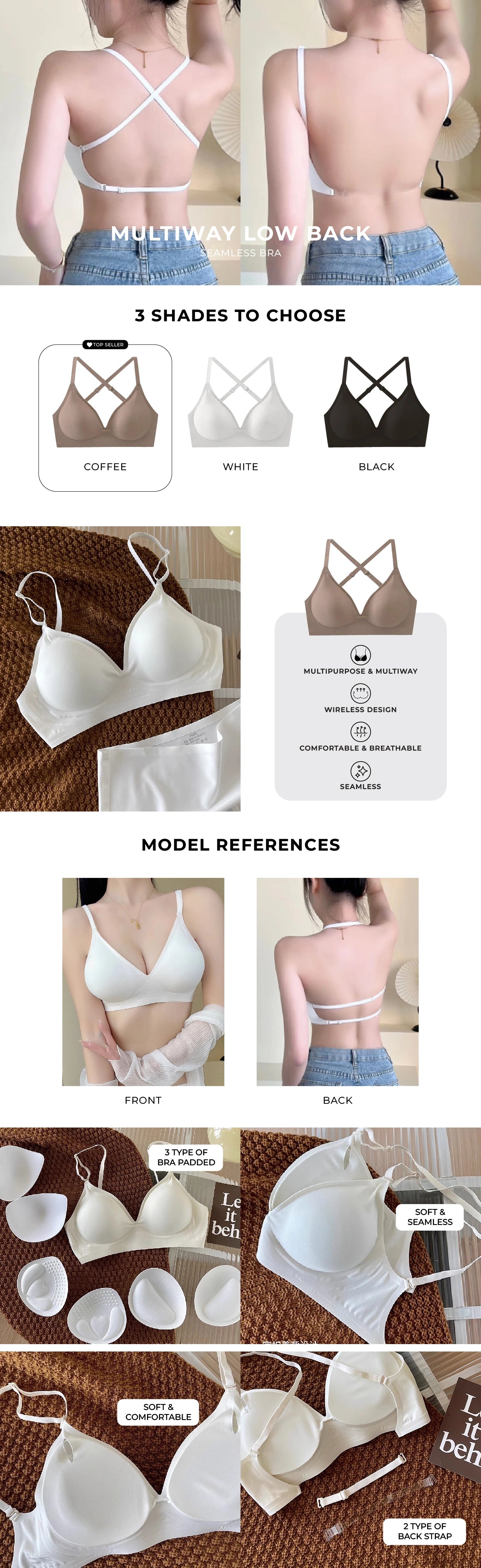 Product Description Long Image of Comfortable Multiway Low Back Bra E07 by Chantelle's Secret