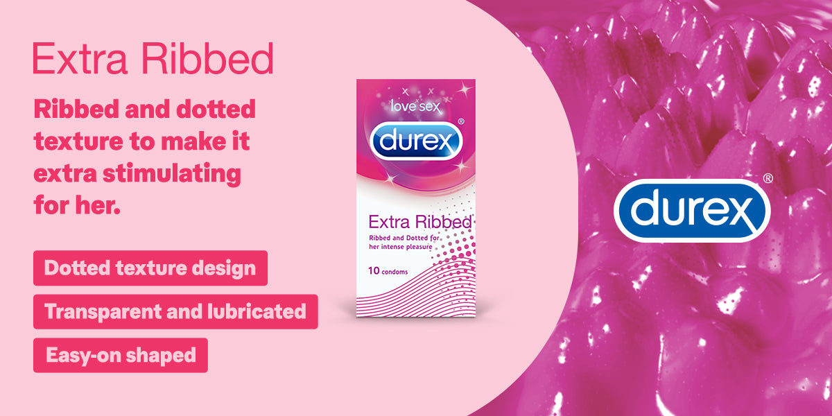 Durex Extra Ribbed - 100 Condoms, 10s(Packof 10)-1