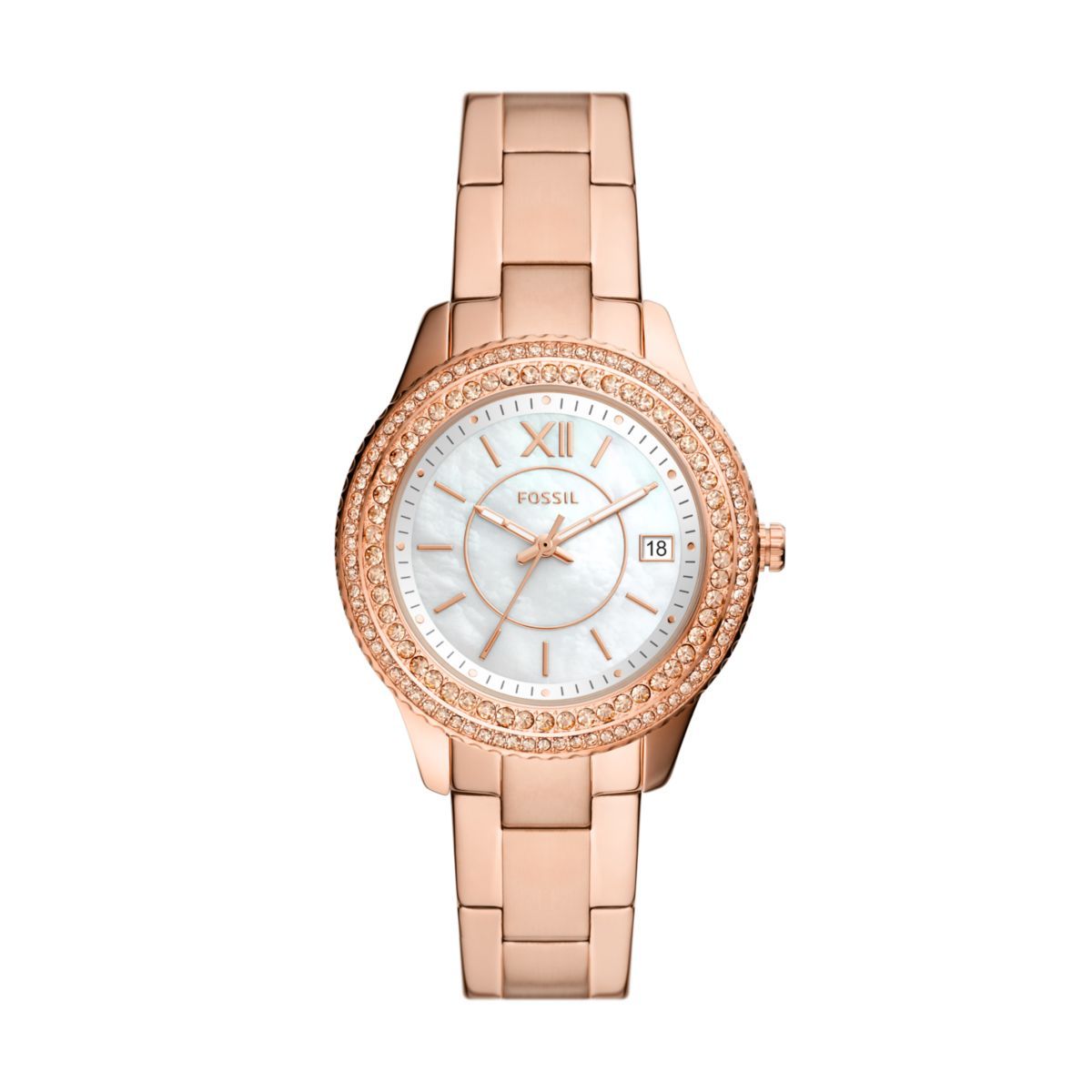 Men's Watches - Fossil Stella Three-Hand Date Rose Gold-Tone Women's ...