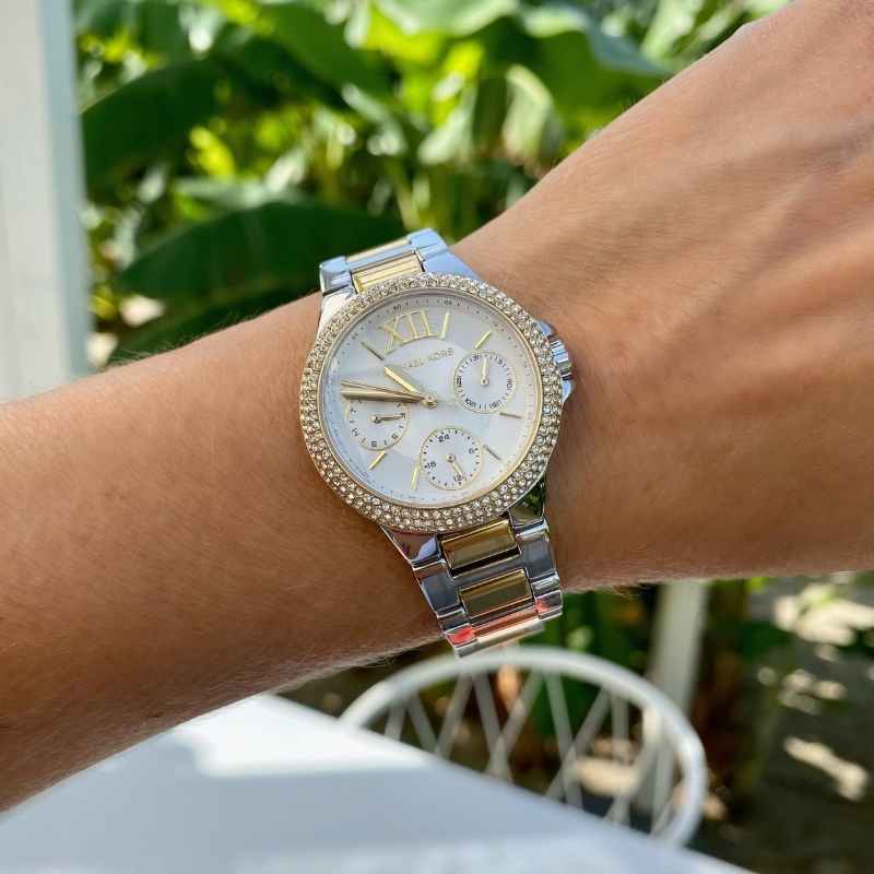 Michael Kors Lennox 37mm Silver Dial Crystal Bezel Watch