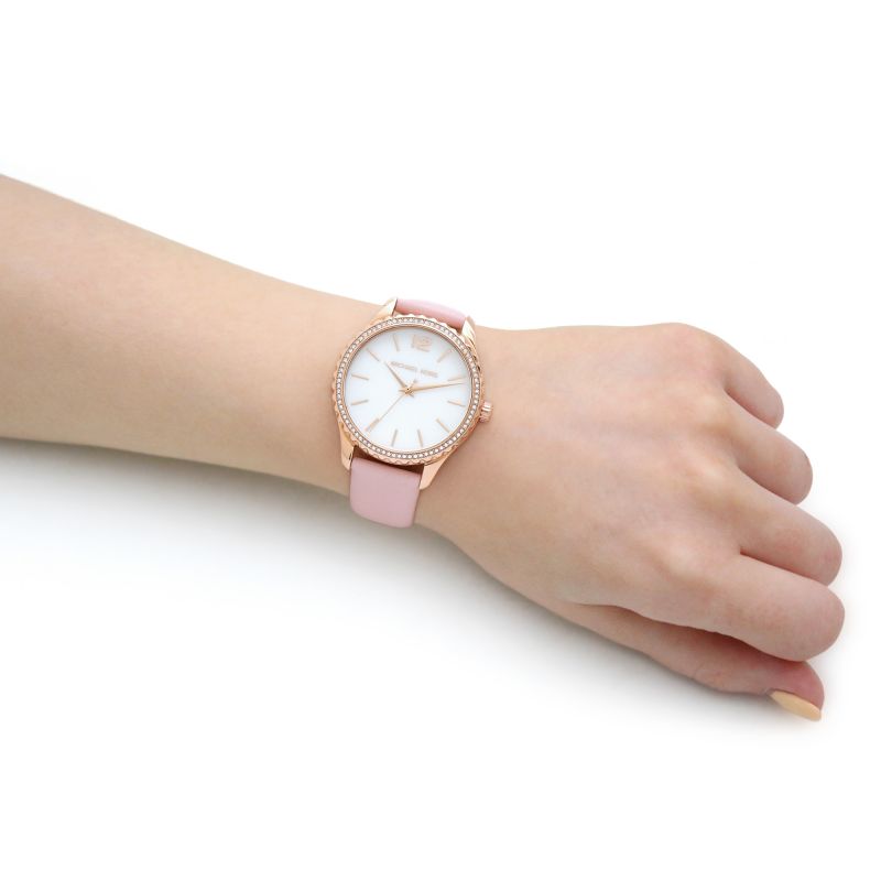 Michael Kors Womens Quartz Stainless Steel Crystal Pave Rose Dial 33mm  Watch MK3446  Royalwristpk