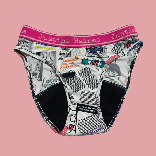 Low-Rise Period Panties in Hot Pink Pop Art