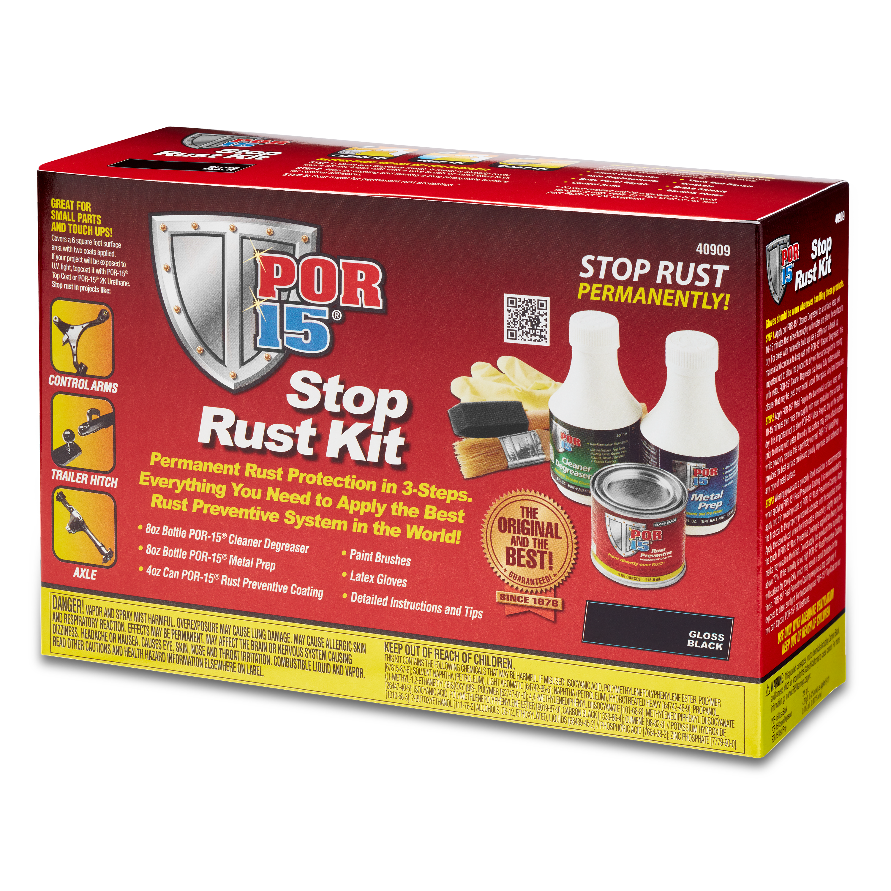 POR-15 3 Step Rust Prevention Kit, Gallon Gloss Black+Cleaner+Metal Pr