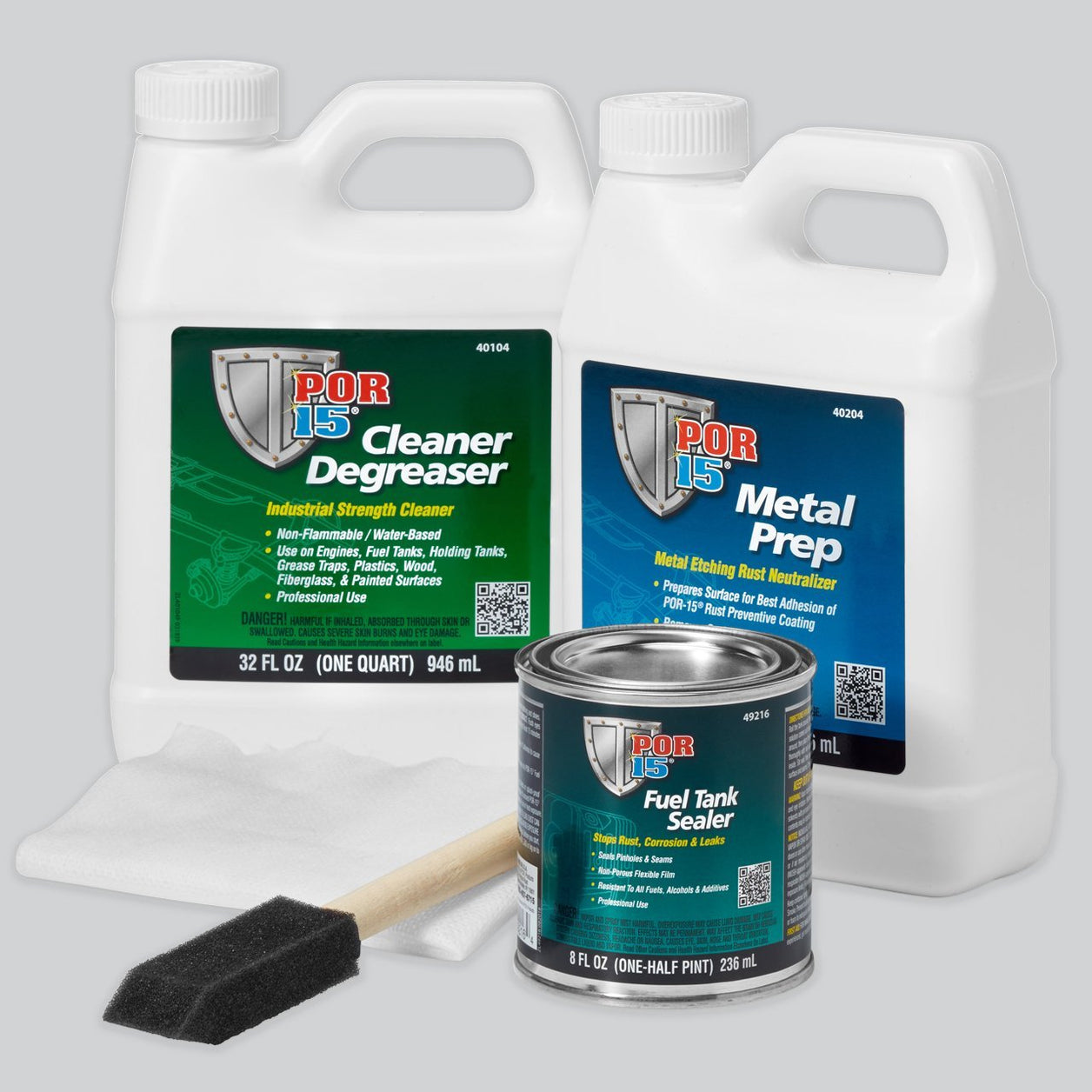 POR-15 49216 Fuel Tank Sealer, 8 oz Can, Semi-Transparent Silver, 250 to  450 sq-ft/gal Coverage, 96 hr Curing 