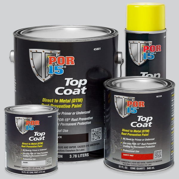POR-15, Inc. - POR-15 Top Coat DTM paint is a direct-to-metal UV-resistant  coating for prepped bare metal. It works incredibly well in preserving  substrates susceptible to corrosion. Even under sunlight exposure, POR-15