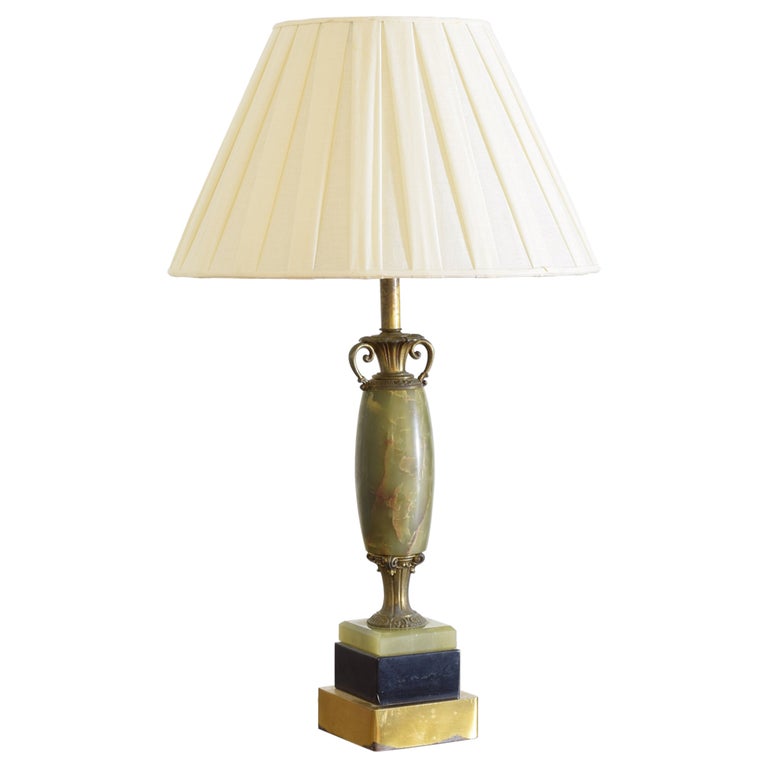 Green Onyx and Brass Table Lamp
