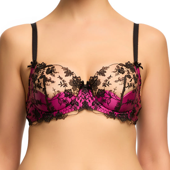 Fuchsia Floral Lace Underwired Cup Size Bra