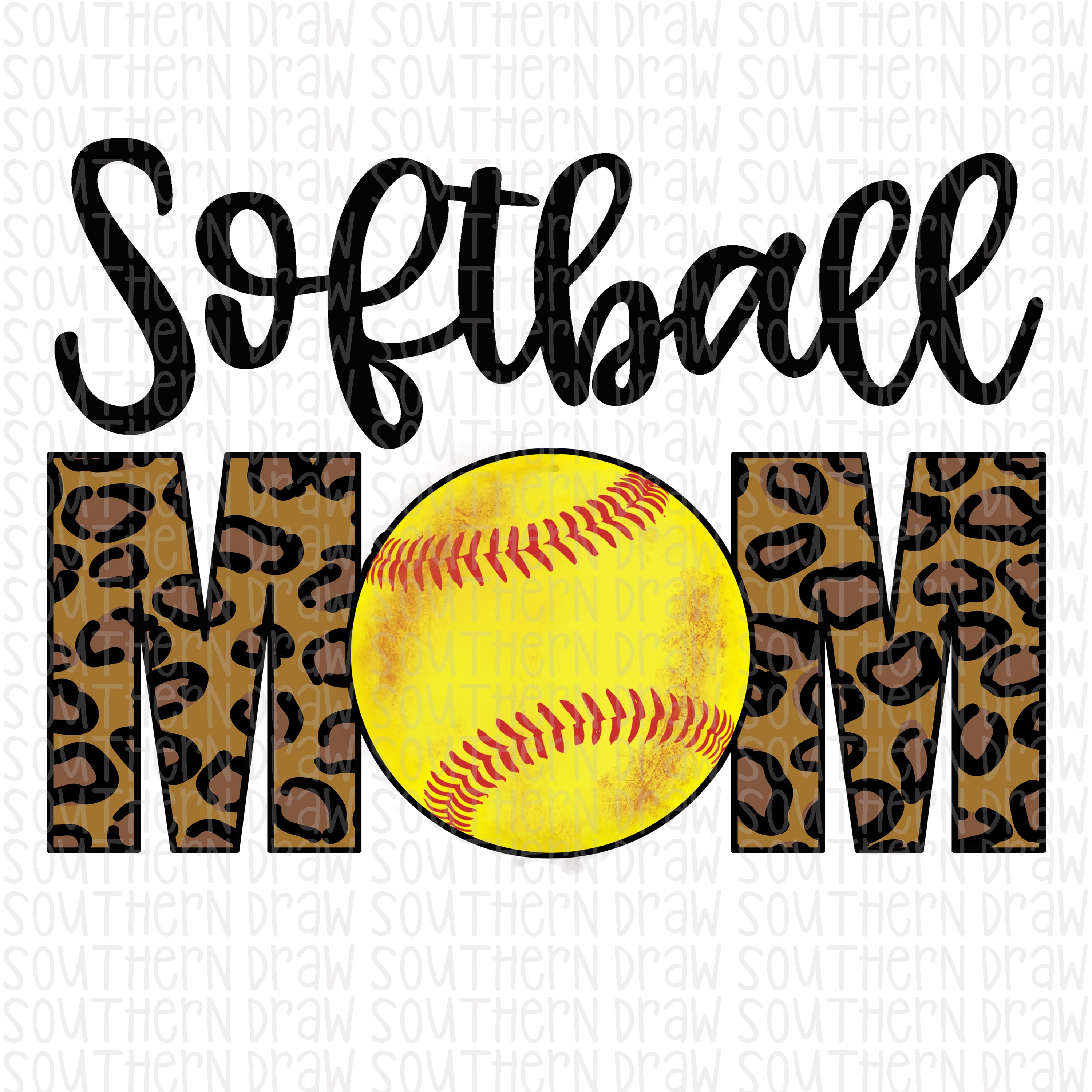 Mother's Day Softball Baseball Mom Leopard Kids T-Shirt