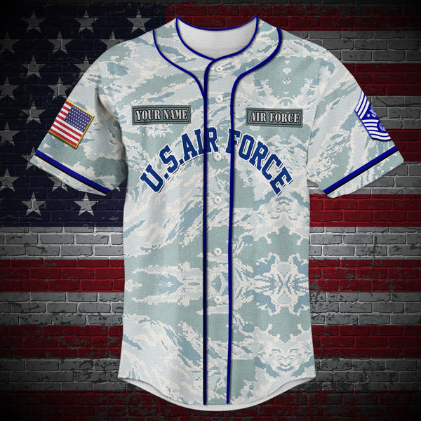 Custom Name Rank US Air Force Camo Baseball Jersey | Colorful | Adult ...