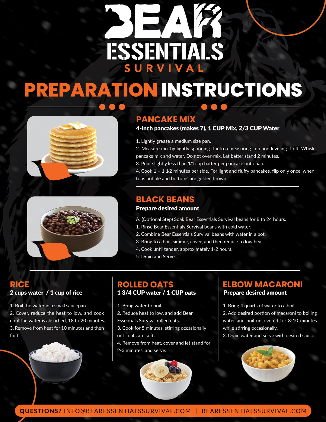 Bear Essentials Survival Preparation Instructions