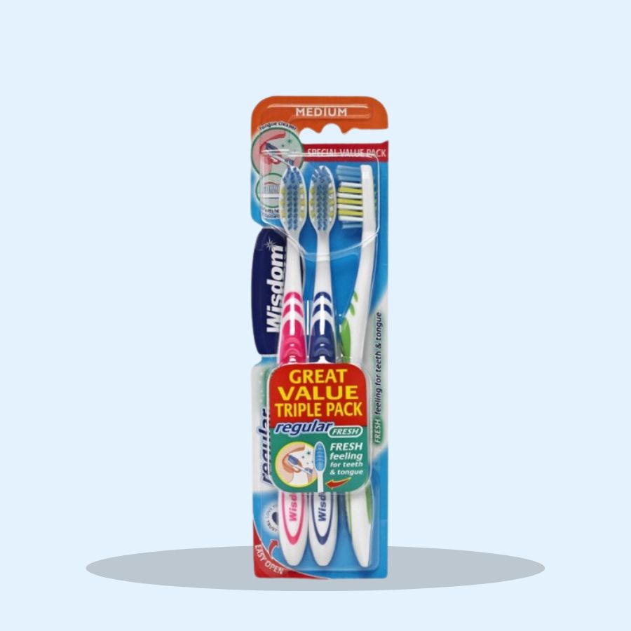 Wisdom Regular Fresh Toothbrush Medium Triple Pack (Pack of 6 x 3)