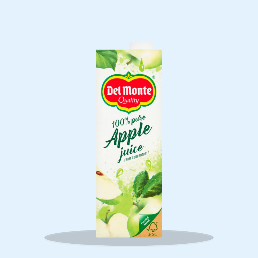 Del Monte 100% Pure Apple Juice from Concentrate (Pack of 6 x 1ltr)