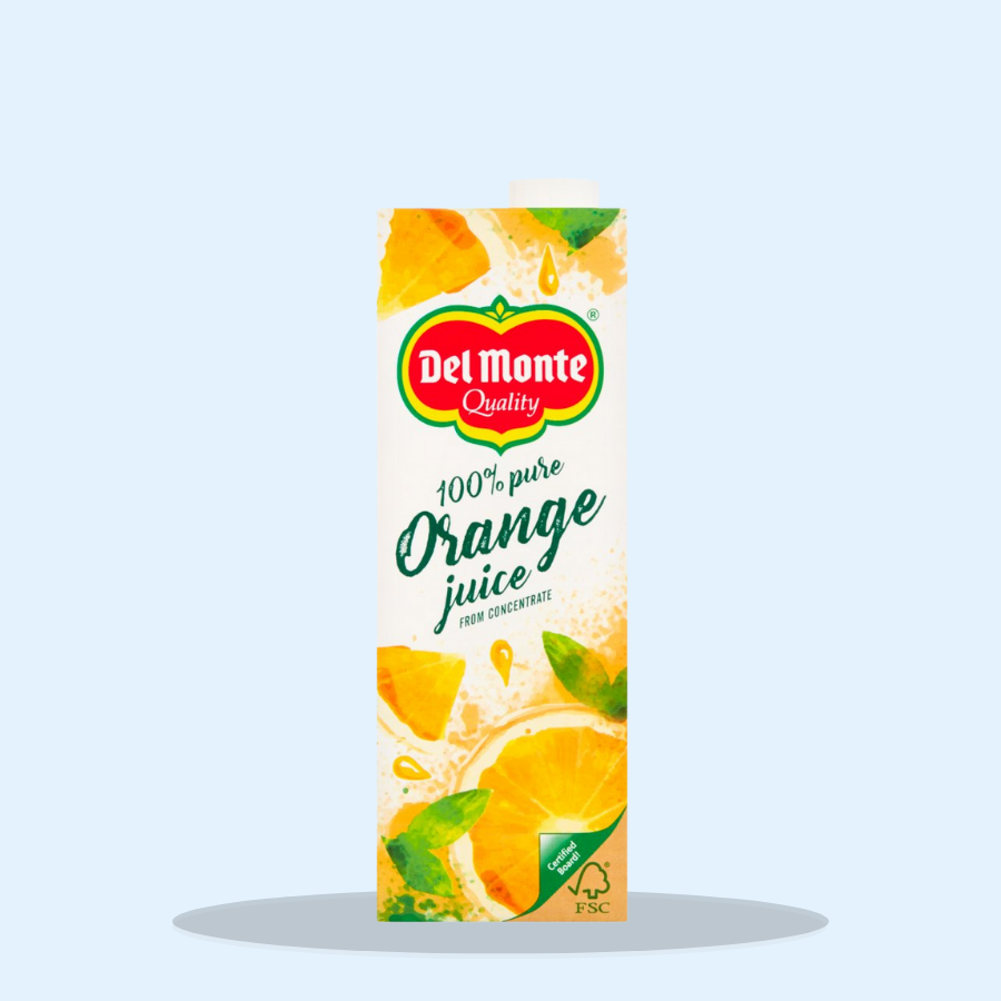 Del Monte 100% Pure Orange Juice from Concentrate (Pack of 6 x 1ltr)