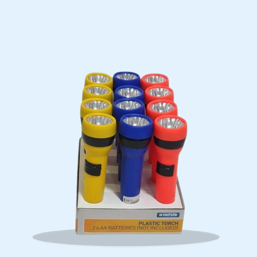 Status Plastic Torch Assorted Colours (Pack of 12 x 1)