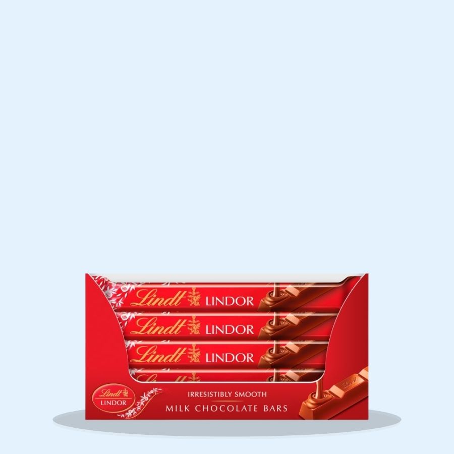 Lindt Lindor Milk Chocolate Bar 38g (Pack of 24 x 38g)