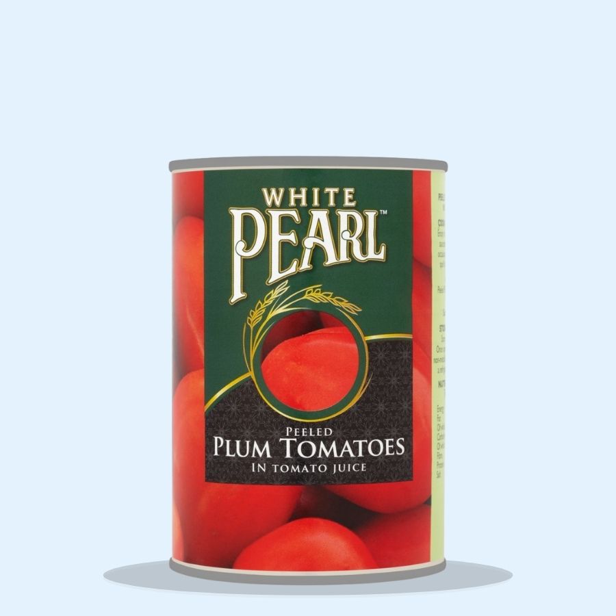 White Pearl Peeled Plum Tomatoes in Tomato Juice 400g (Pack of 12 x 400g)