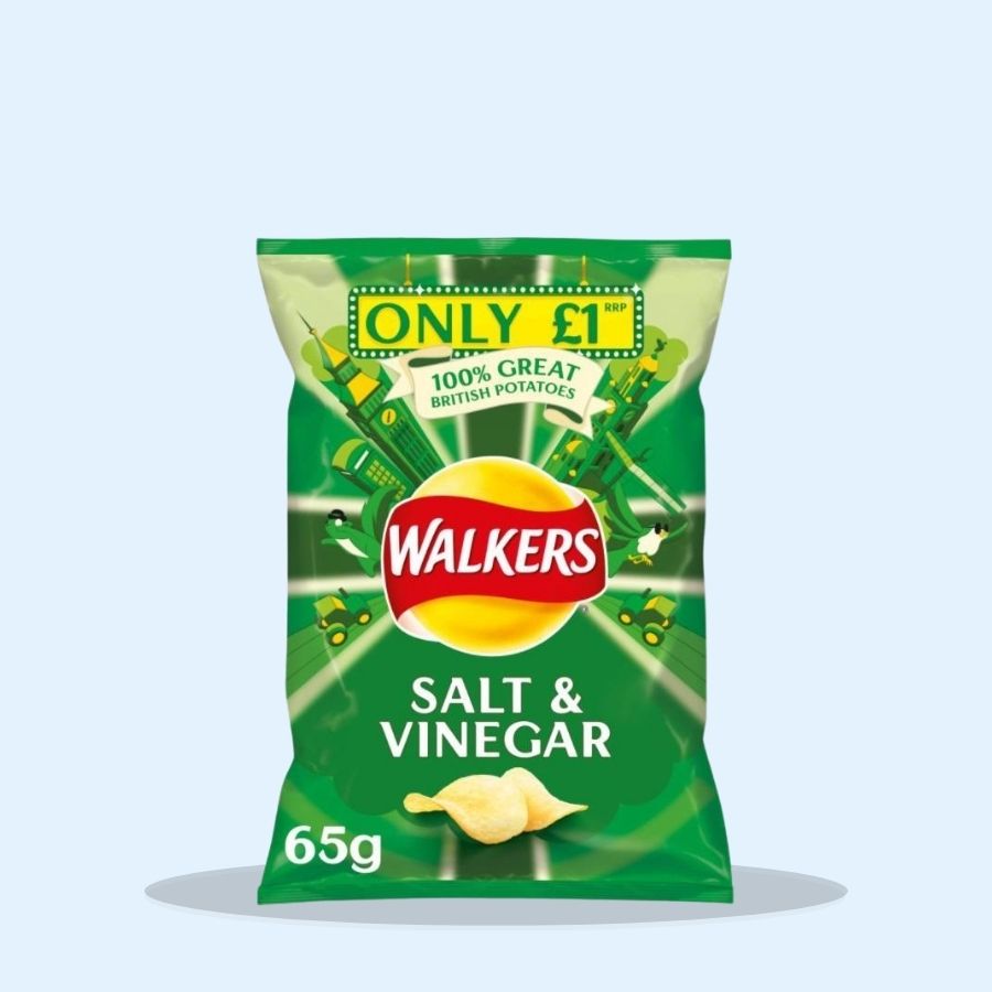 Walkers Salt & Vinegar Crisps £1 PMP (Pack of 15 x 65g)