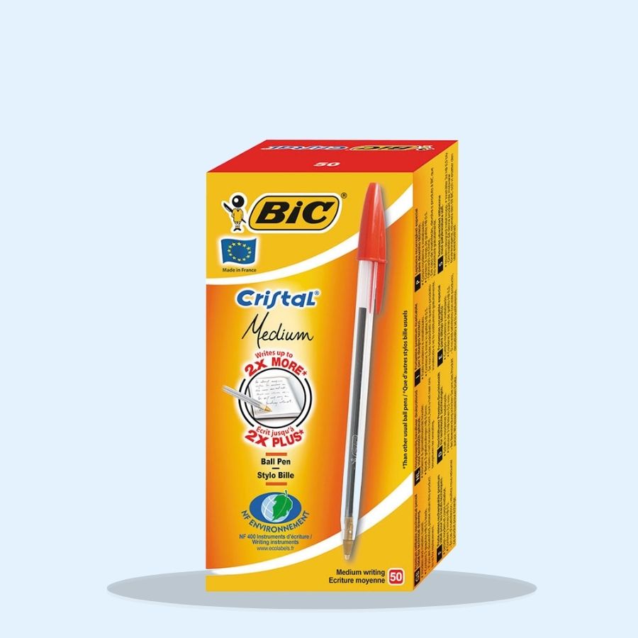 Bic Ballpoint Pens Medium Red 50s (Pack of 1 x 50s)