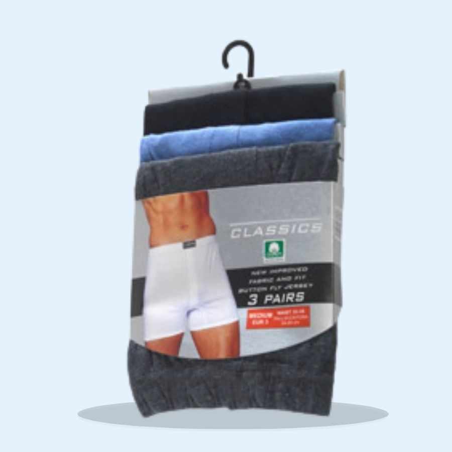 Mens 3 Pack Plain Boxer Shorts (Pack of 4 x 3's)