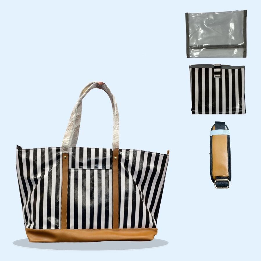 Striped baby changing bag