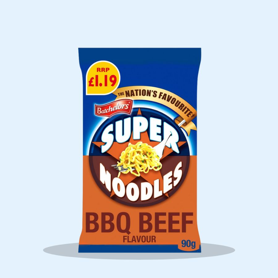 Batchelors Super Noodles BBQ Beef Flavour 90g (Pack of 8 x 90g)