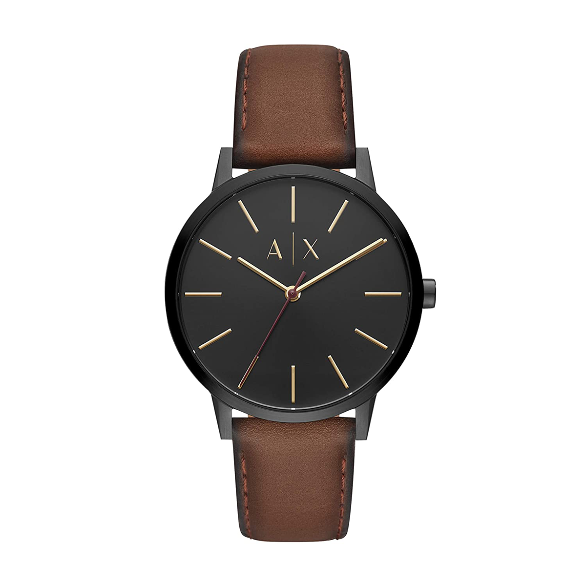 Armani Exchange Analog Watch with Black dial and Brown Leather strap –  Porr&Sons