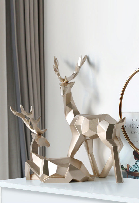 cerf géométrie scandinave sculpture maison ornements